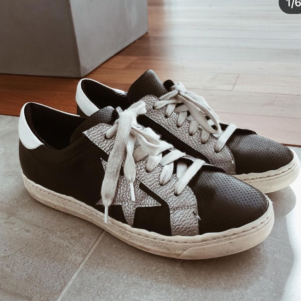 Black and silver star sneakers